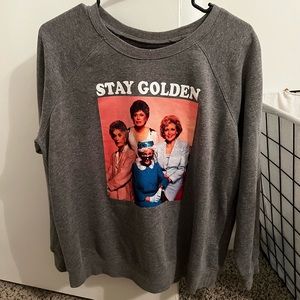 Torrid Golden Girls “Stay Golden” Gray Off the Shoulder Sweatshirt Size 0